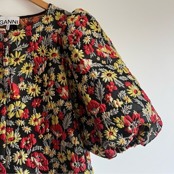 Ganni 3D Jacquard Dress in Meadow Black EU 36/US 4 - Picture 11 of 16